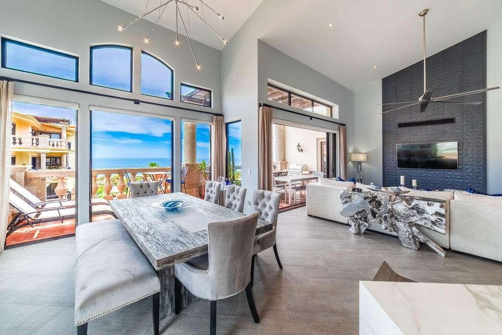 Cabo del Sol Puerta Del Sol-Cdsol Perched to capture sweeping ocean vistas, undoubtably THE MOST ATTRACTIVE & fully updated and remodeled 3-bedroom condo offers a rare blend of luxury, comfort, and elevated design. Vaulted ceilings create a dramatic sense of space and light, while the open-concept layout seamlessly connects the expansive living and dining areas to a generous outdoor terrace--perfect for entertaining or simply soaking in the endless blue horizon.Thoughtfully redesigned, the residence features upgraded finishes throughout, including modernized kitchen and baths, enhanced air conditioning, and high-quality doors and windows built for both style and durability. Each bedroom is well-proportioned, with the primary suite offering a private retreat complete with serene for sale