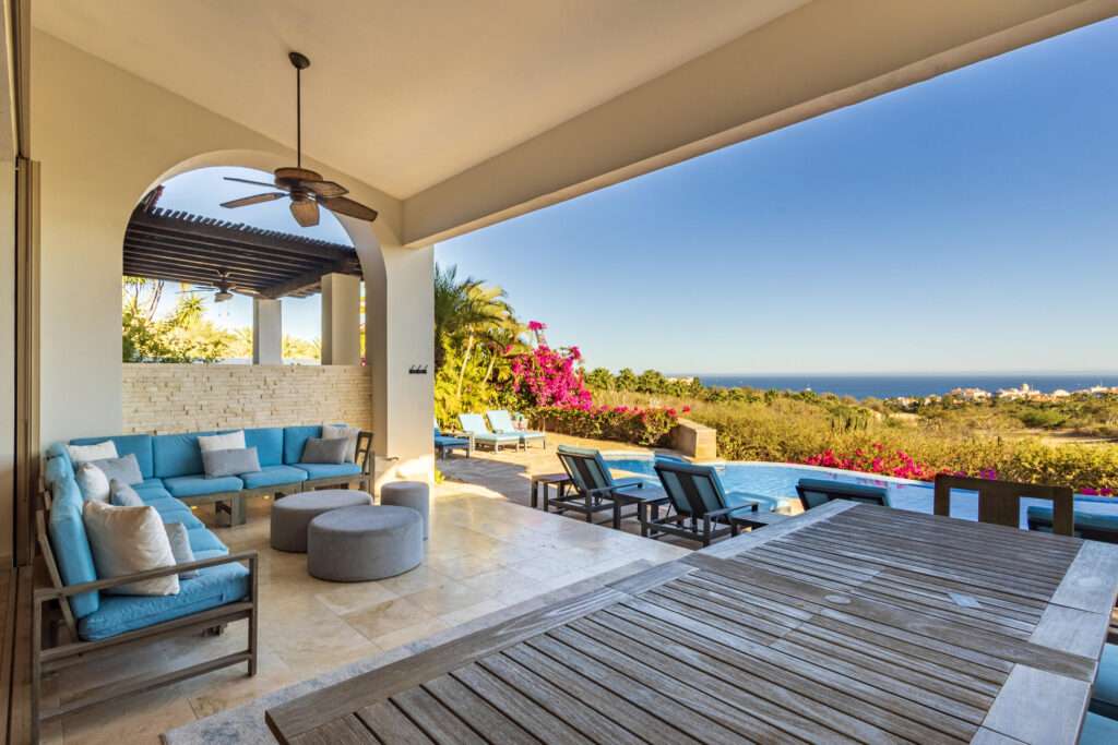 Cabo del Sol Brisas This fantastic villa is located in one of the most prestigious developments in Cabo, Cabo del Sol, Enjoy access to world-class amenities. This beautiful five-bedroom, five-and-one-half-bath custom home offers inviting indoor/outdoor living with beautiful, glistening Sea of Cortez and golf course – Brisas 19, Cabo Corridor, BS