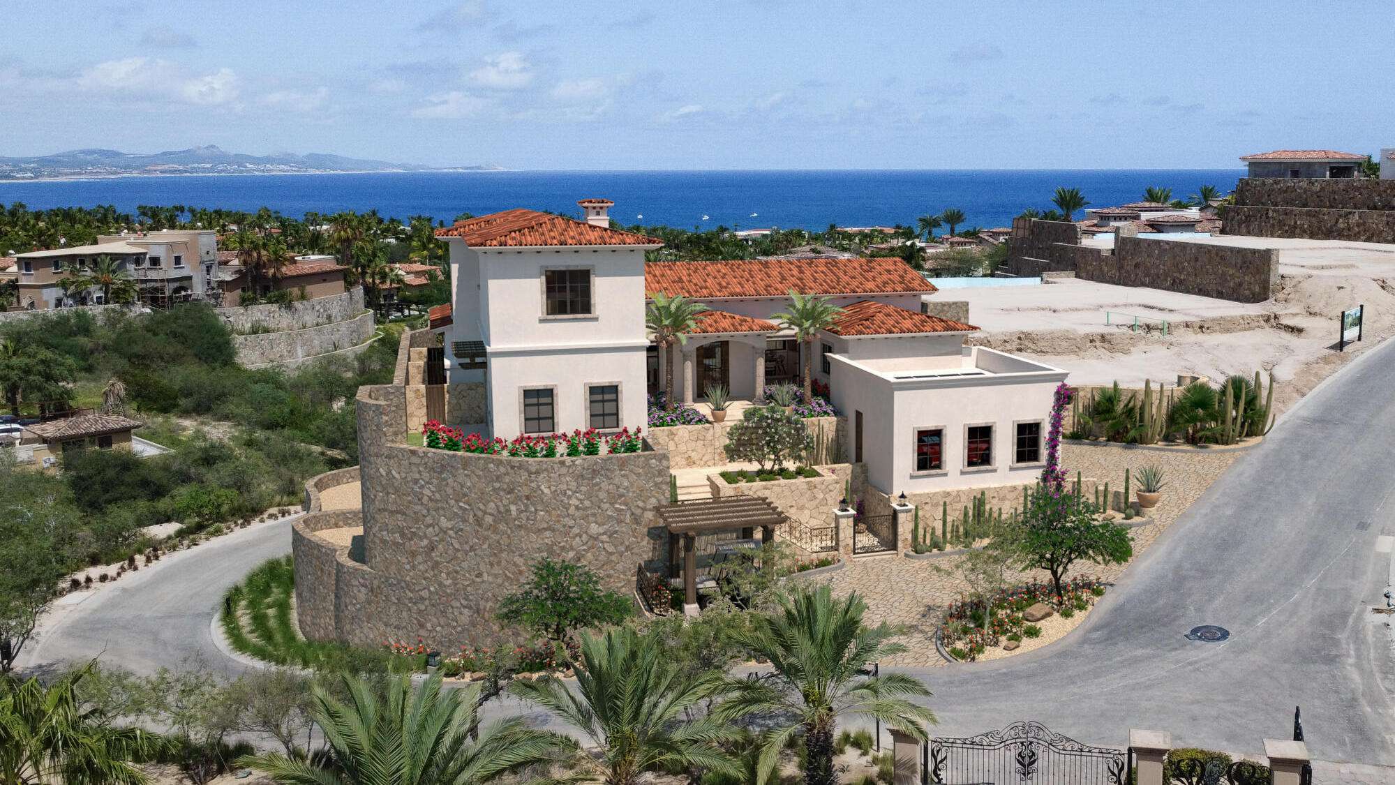 Cabo del Sol Brisas Discover Naah Payil, an exceptional estate where the warmth of a Contemporary Mexican Hacienda blends seamlessly with the relaxed sophistication of coastal living. Located within one of Los Cabos' most exclusive and secure communities, this architectural masterpiece was custom-designed by MCA, led by renowned architect Antonio Carrera. Thoughtfully enhanced in 2015 and again in 2025, the residence beautifully balances timeless character with today's highest standards of comfort and design. At the heart of the home, a central courtyard anchored by a signature tree creates a tranquil gathering space filled with natural light. The home's thoughtful design embraces effortless indoor-outdoor living. Open the grand living room doors, and refreshing ocean breezes naturally flow throughout the residence, creating a comfortable and inviting atmosphere for sale